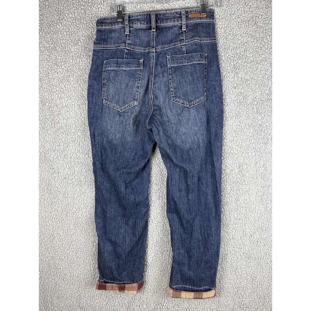 Anthropologie Pilcro Size 28 Ultra High Rise Plaid Trim Boyfriend Jeans Relaxed - Picture 6 of 11